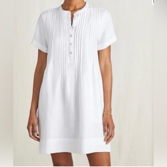 Faherty Dresses & Skirts - Faherty Gemina white linen tunic shift mini dress coastal beach preppy sz small